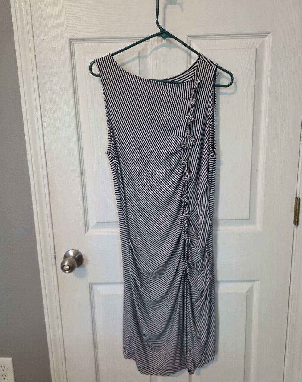 Ann Taylor Dress Size Large Petite Ruffled Asymmetric Draped Bodycon Sleeveless